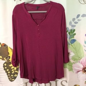 🛍️Zattcas | Maroon 3/4 Roll Sleeve Blouse Size XL NWOT